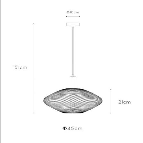 Hanglamp Mesh, trapeziumvormig, Ø 45 cm, zwart