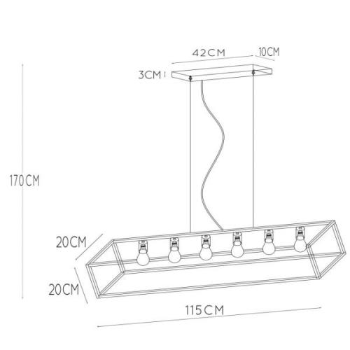 Hanglamp Fabian met metalen kap 6-lamps