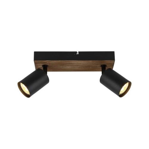 Wandlamp Jello Wood, zwart/hout 2-lamps