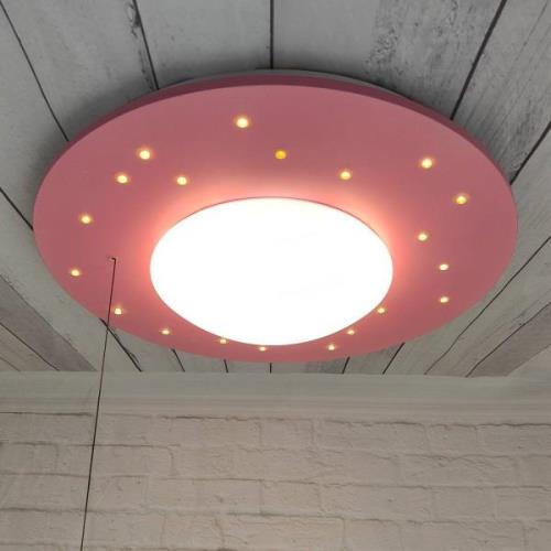 Plafondlamp Starlight met sterrenhemel, roze