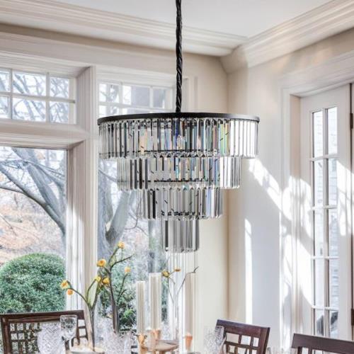 Hanglamp Cristal, transparant/zwart, Ø 71 cm