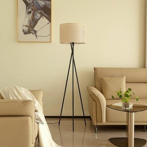 Lindby vloerlamp Soula, Ø 40 cm, beige, kunststof, E27