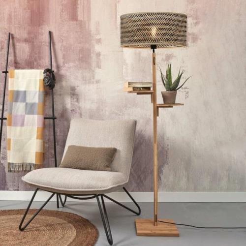 GOOD & MOJO Java vloerlamp, legbord, naturel/zwart