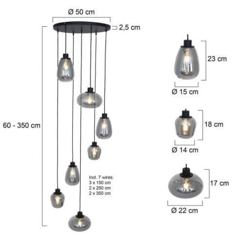 Hanglamp Reflexion, 7-lamps Ø 55 cm