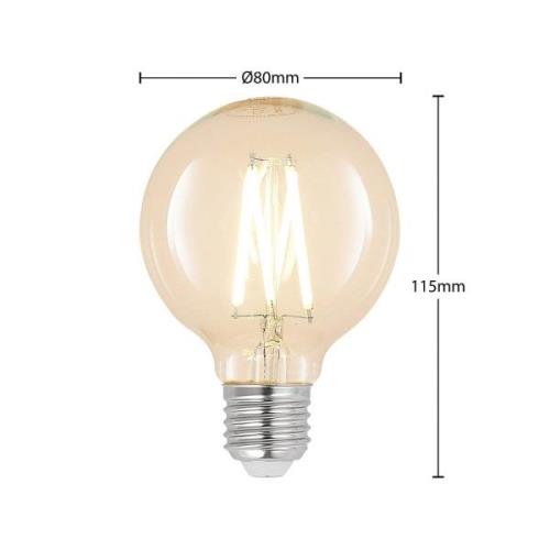 LED E27 8W G80 2700K filament dimbaar helder per 3