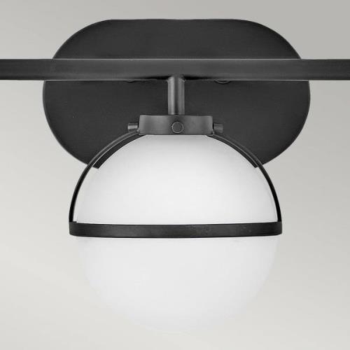 Badkamer wandlamp Hollis zwart/opaal 3-lamps