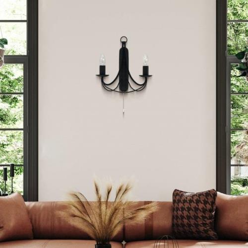 Wandlamp Maypole, 2-lamps, zwart