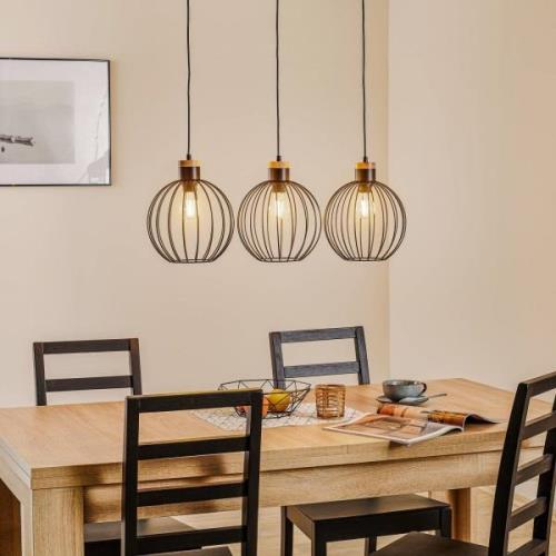 Hanglamp Barbado, 3-lamps, zwart