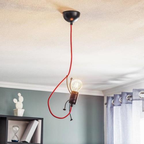 Hanglamp Bobi 1 in zwart, kabel rood, 1-lamp