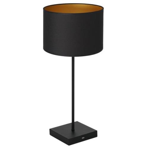 Tafellamp Table zwart, cilinder zwart-goud