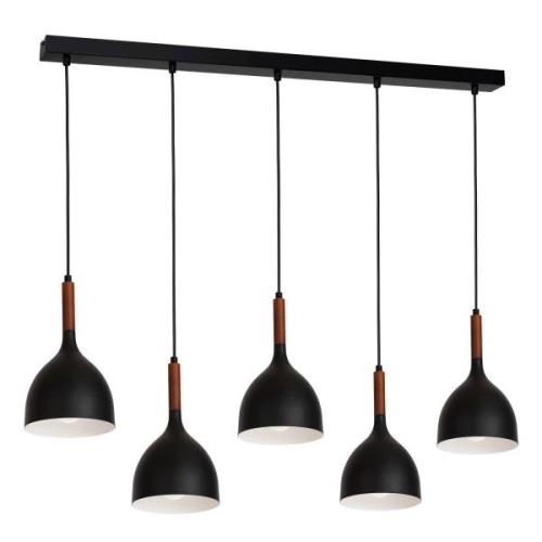 Noak hanglamp 5-lamps lang naturel/zwart hout