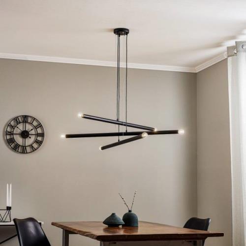 Hanglamp Tubo, zwart, 6-lamps