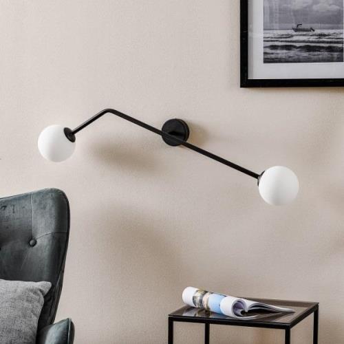 Wandlamp Pure, 2-lamps, zwart, horizontaal