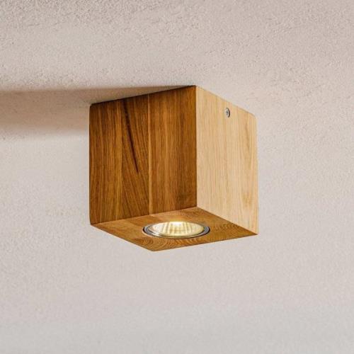 Plafondlamp Wooddream 1-lamp eiken, hoekig, 10cm