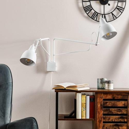 Wandlamp 1002 met stekker, 2-lamps, wit