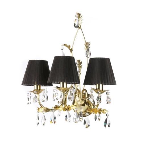 Wandlamp Kare 3-lamps goud/zwart