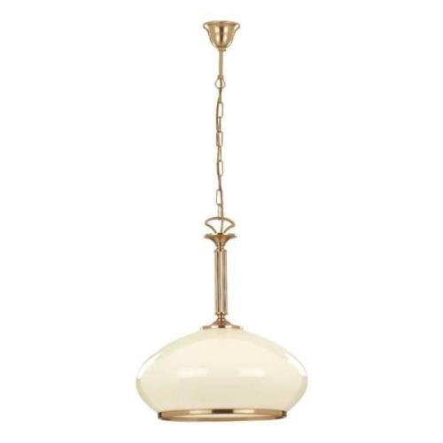 Hanglamp Astoria met glazen kap, wit/goud