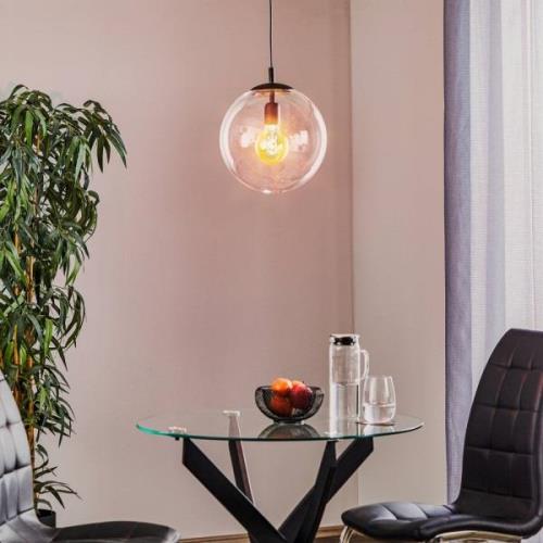 Hanglamp 562, glas helder, kap/ baldakijn zwart