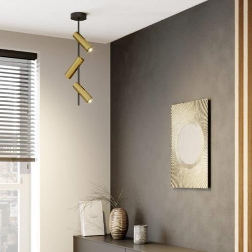 Leda 3 plafondspot, 3-lamps, zwart-goud