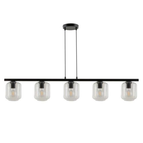 Hanglamp Kanja, 5-lamps, zwart/helder