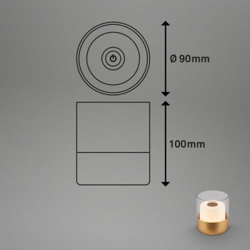 LED accu-tafellamp 7483 IP44 dimmer, goud