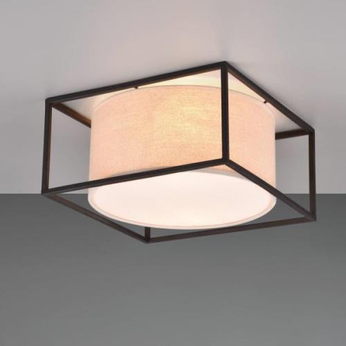 Plafondlamp Ross met stoffen kap, 30 x 30 cm