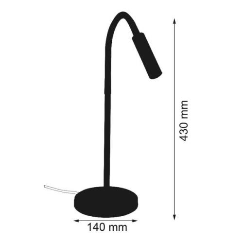 LED tafellamp Rocco, chroom flexibele arm rood