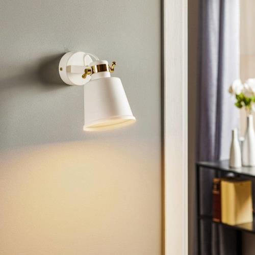 Wandspot Kerava, 1-lamp, wit/messing