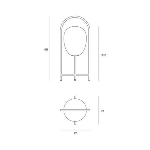 Tafellamp Drop, melkglazen kap, frame goud