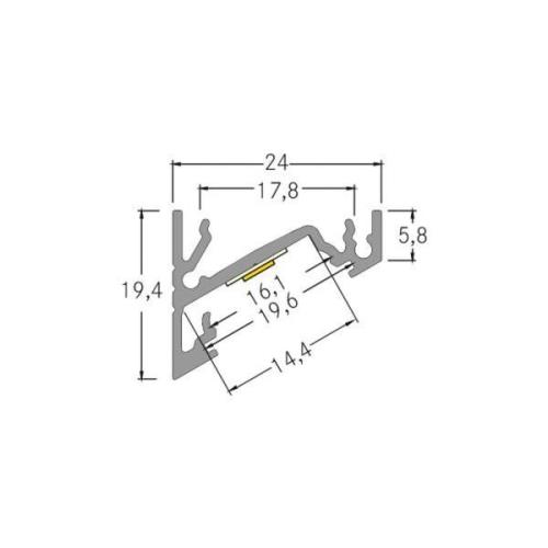 BRUMBERG One LED opbouw hoekprofiel, aluminium, 2 meter