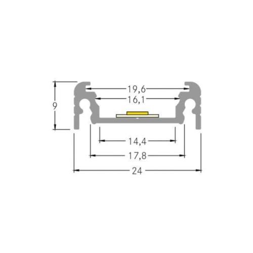 BRUMBERG montageprofiel hoogte 9 mm lengte 1 m zwart