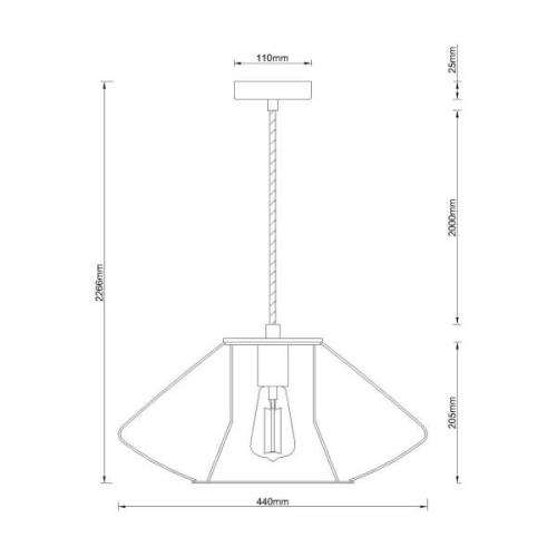 Hanglamp Pheonix Squat, zwart, metaal, Ø 45 cm