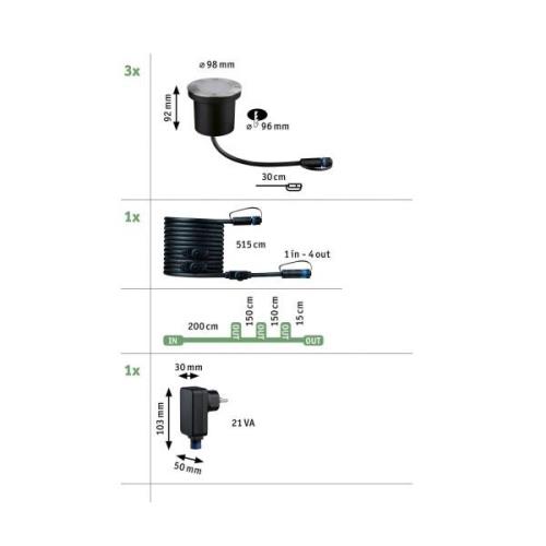 Paulmann Plug & Shine inbouwlamp 4.5W set van 3