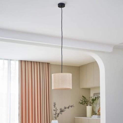 Lindby hanglamp Soula, Ø 26 cm, beige, kunststof, E27