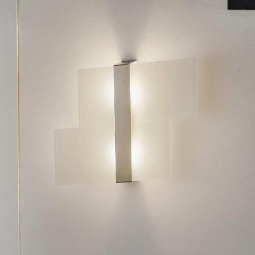 Wandlamp Shifted, twee glas-secties, verchroomd