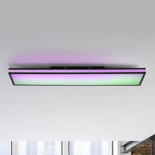 LED plafondlamp Mario, CCT, RGB, 100x25cm, zwart