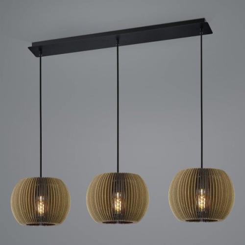 Layer hanglamp van karton, rond, 3-lamps
