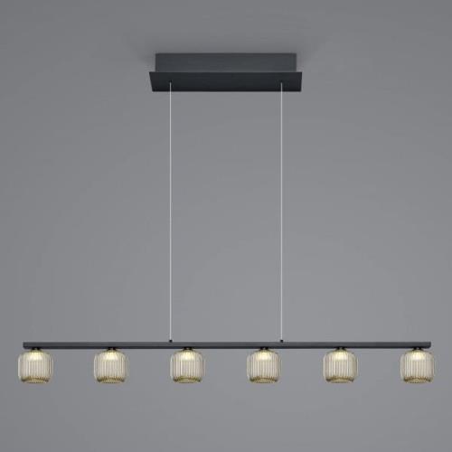 Loft LED hanglamp met rookglas, 6-lamps