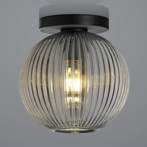 Plafondlamp met rookglas, 1-lamp, rond