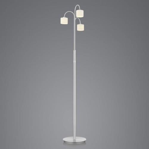 Mila LED vloerlamp, nikkel/opaal glas, 3-lamps