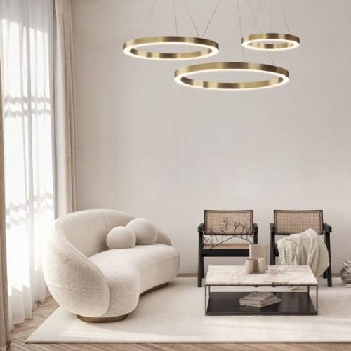 Maytoni Saturno LED hanglamp, ringvorm, messing