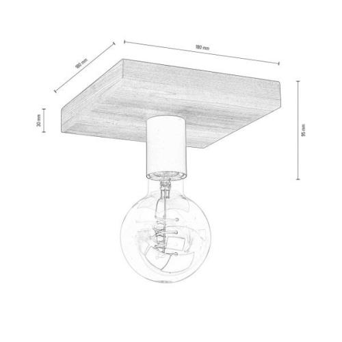 Envostar Lobo plafondlamp 1-lamp grenen walnoot