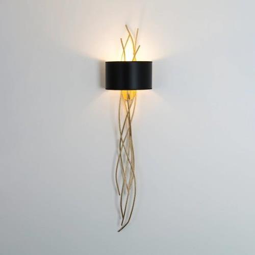 Elba lungo wandlamp, goud/zwart, hoogte 144 cm, ijzer