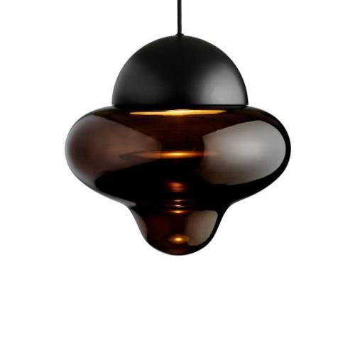 Hanglamp Nutty XL, bruin/zwart, Ø 30 cm, glas