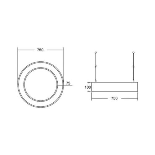 BRUMBERG Biro Cirkelring omhoog/omlaag Ø75 75W aan/uit zwart 830