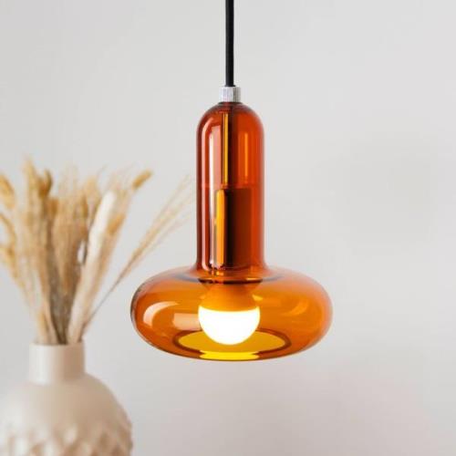 Hanglamp Perseus, amber, Ø 15 cm, glas, dimbaar