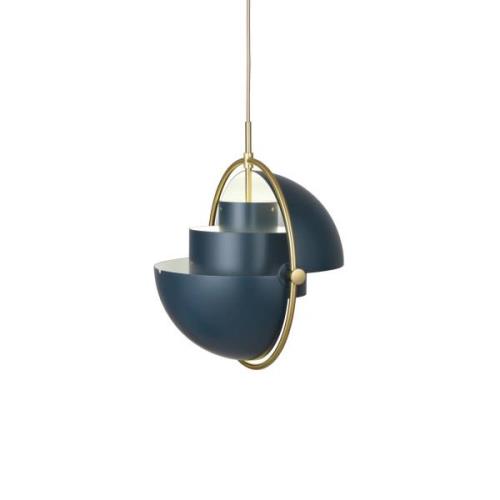 Gubi hanglamp Lite, Ø 36 cm, messing/donkerblauw