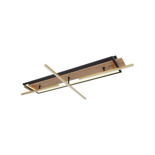 Beatrix LED plafondlamp, lengte 100 cm, hout/zwart