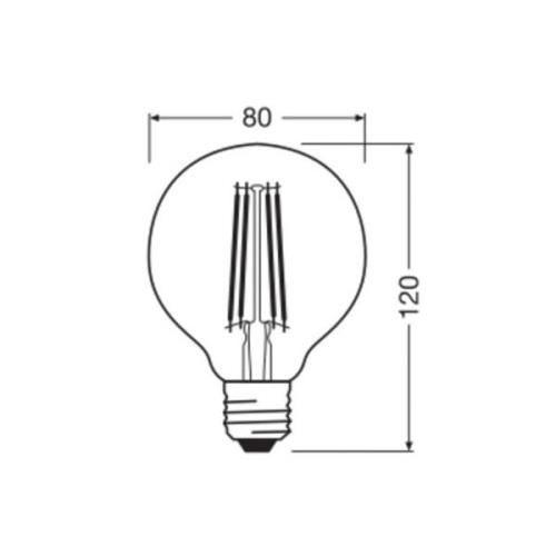 OSRAM LED Vintage 1906, G80, E27, 7,2 W, goud, 2.400 K, dimbaar.