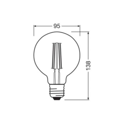 OSRAM LED Vintage 1906, G95, E27, 6,5 W, goud, 2.400 K, dimbaar.